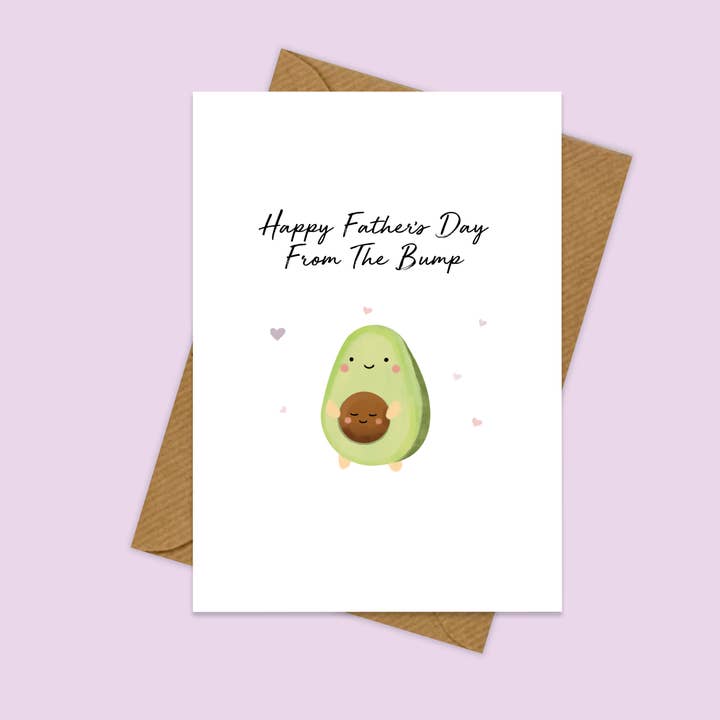 Cute Avocado From The Bump Fathers Day Card. Card For Dad for wholesale by Moonbean Designs