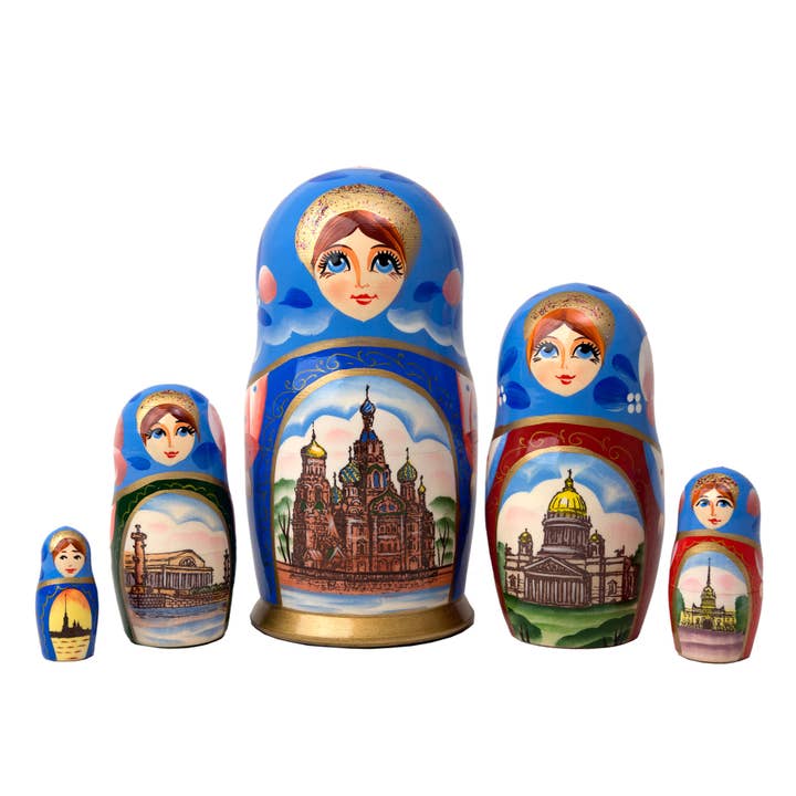 White Nights of St. Petersburg Nesting Doll 5pc./6" for wholesale by Golden Cockerel