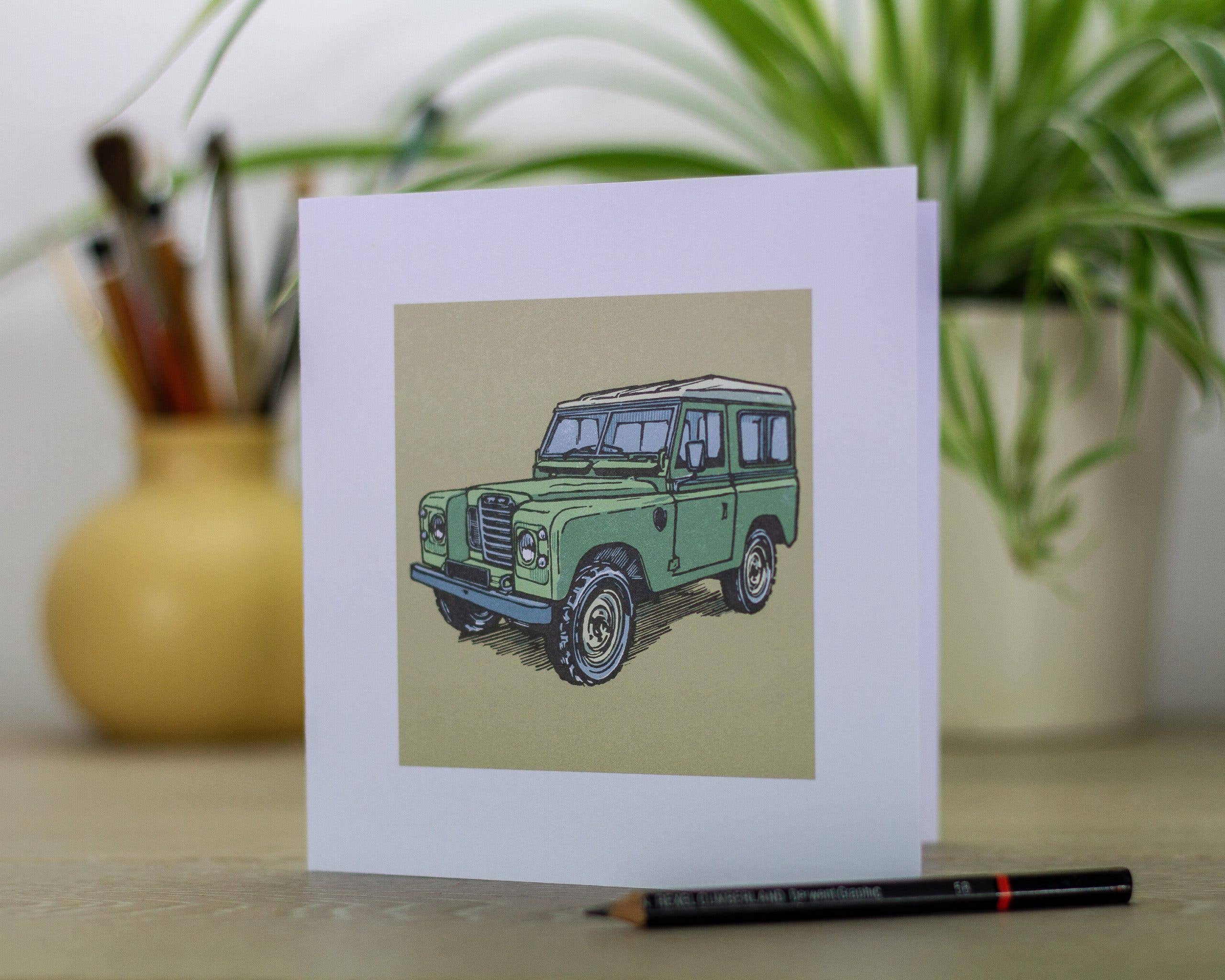 InkyCrow Art - Vente Carte de vœux classique - Carte de vœux Land Rover3