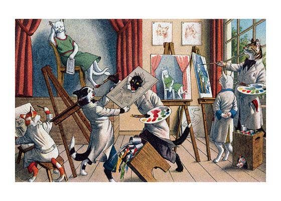 Laughing Elephant - Wholesale Everyday Greeting Card - A Cat Art Class - Captivating Cats Card1