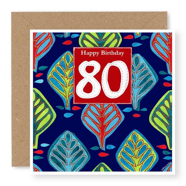 Leaves Age 80 for wholesale by Jane Buurman Handmade (Greetings Cards)