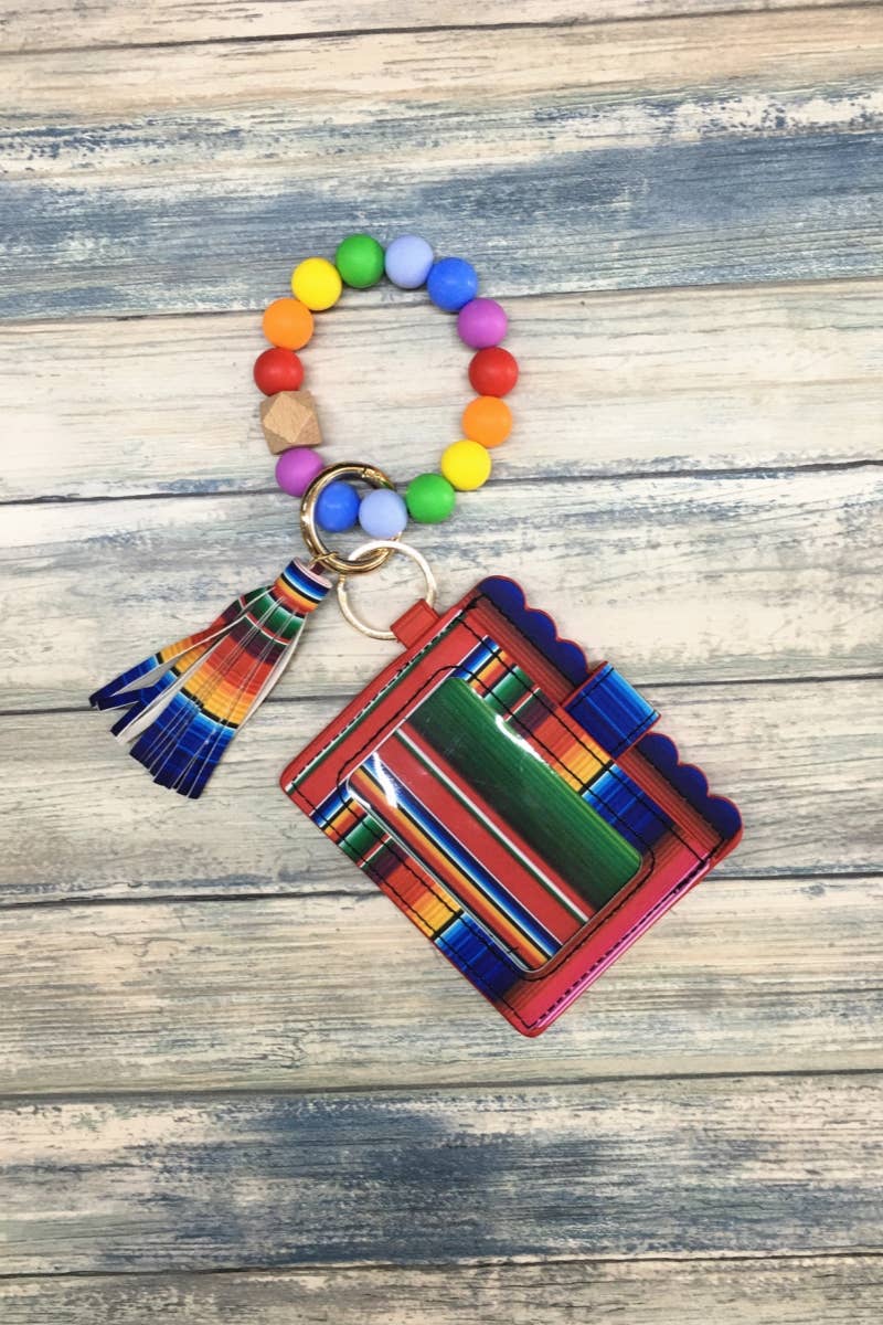 DESHENG ENTERPRISE - Wholesale Keychain - Women's - PRINTED SILICONE BEADED BRACELET CARD HOLDER KEYCHAIN 2