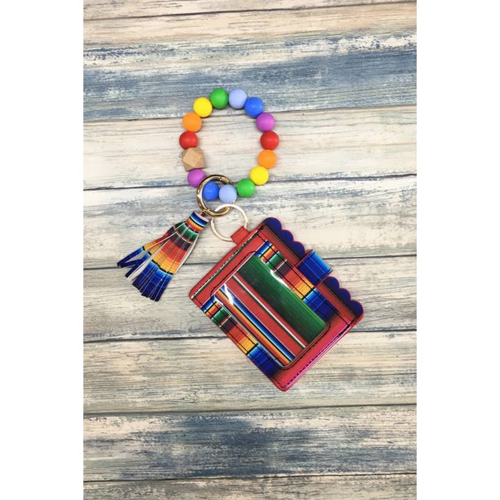 DESHENG ENTERPRISE - Wholesale Keychain - Women's - PRINTED SILICONE BEADED BRACELET CARD HOLDER KEYCHAIN 2