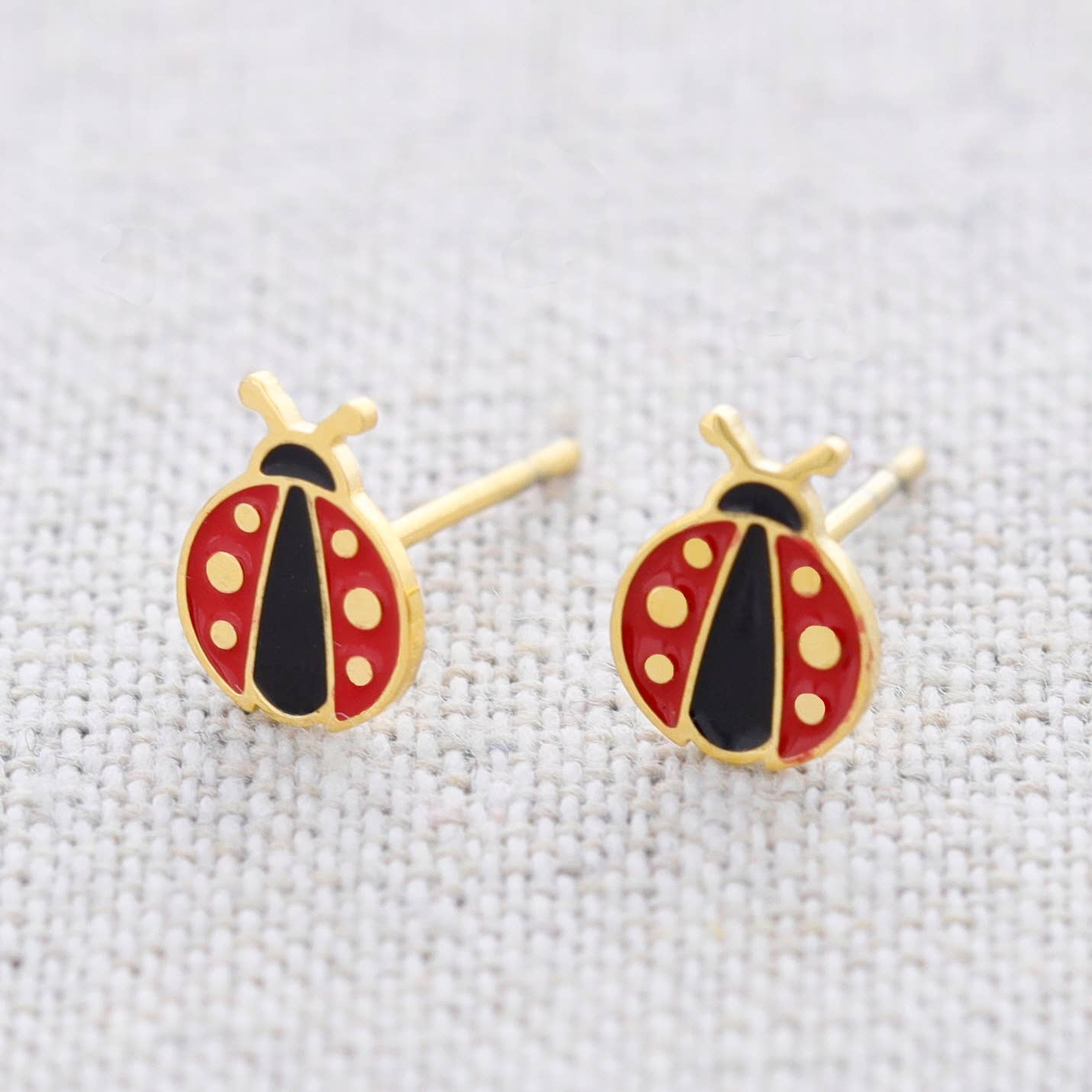 Sonata - Wholesale Stud/Post Earrings - Ladybug Enamel Steel Earrings2