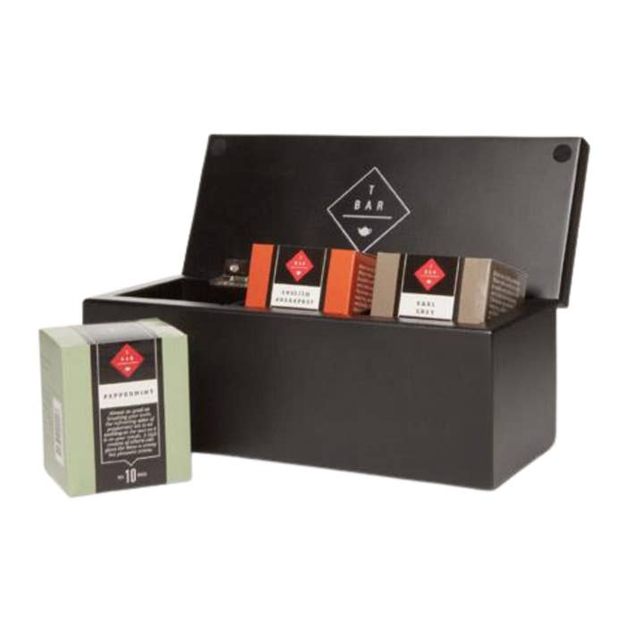 Coffret cadeau T BAR en bois noir à 3 compartiments pour la vente par T BAR TEA
