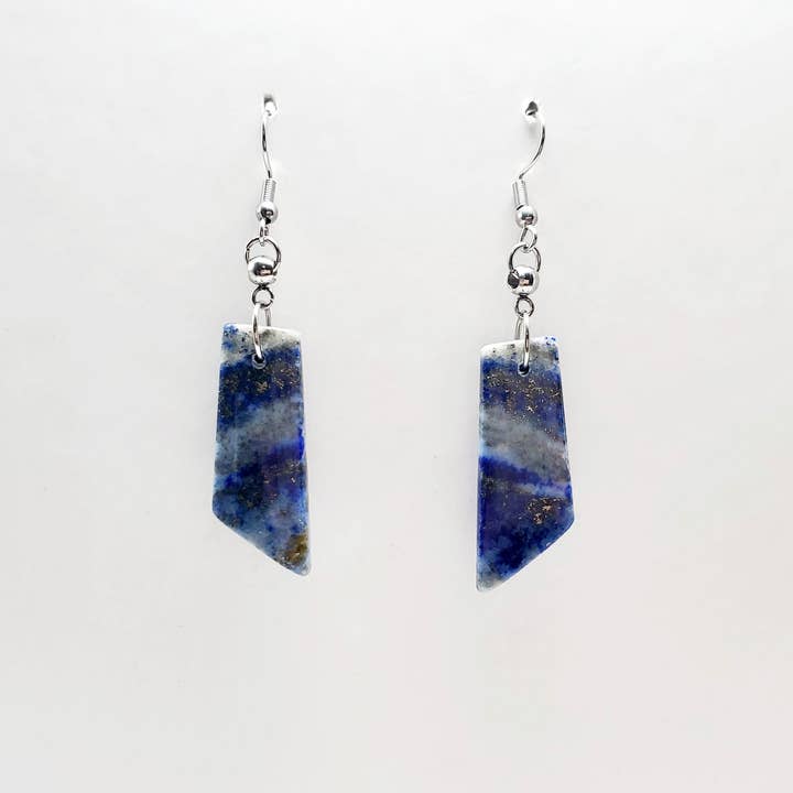 Lapis & Stainless Earrings for wholesale by Covaly Artisan Jewelry