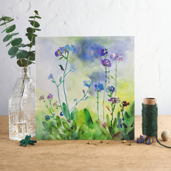 Carte de vœux Woodland Forget-me-Nots pour la vente par Diana Fegredo Studio