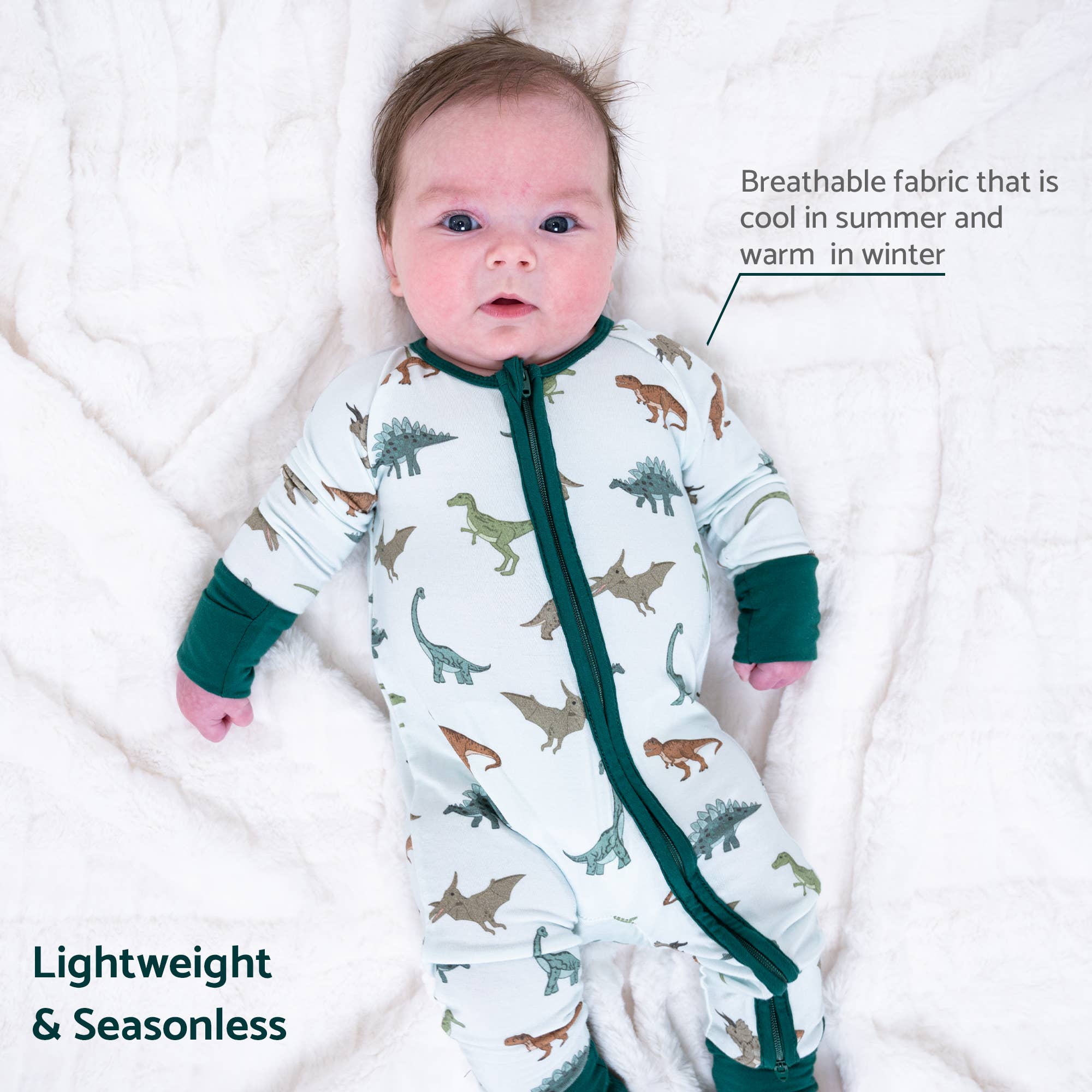 LollyBanks - Wholesale Sleepsuit - Baby - Dinosaur Baby Bamboo Pajamas3