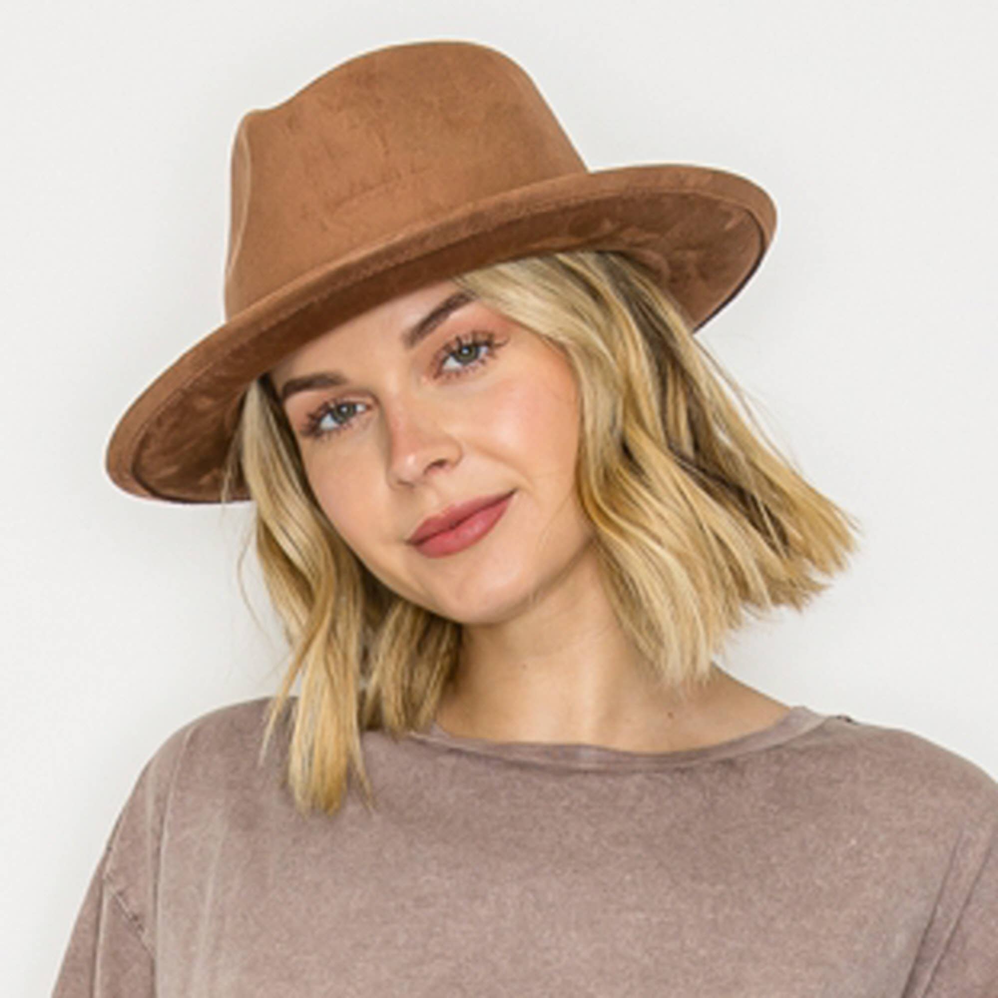 Queens INC - Wholesale Fedora - Women's - Stiff Short  Brim Rancher in  Suede Hat2