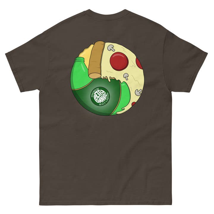 Petty Snacks - Wholesale Screen Printed T-Shirt - Unisex - Pizza & Beer Symbol T Shirt7