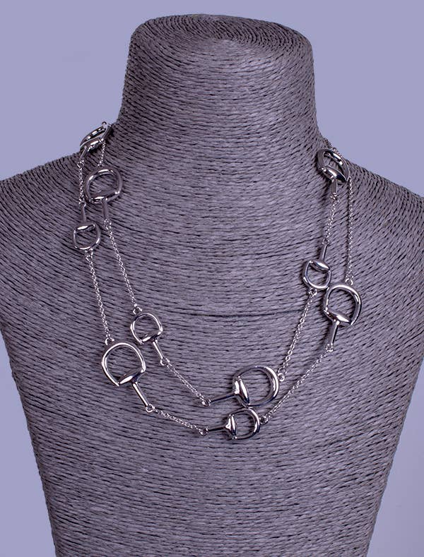 My Best Kept Jewelry - Wholesale Link & Chain Necklace - Layered Silver Horse Bit Necklace-30’