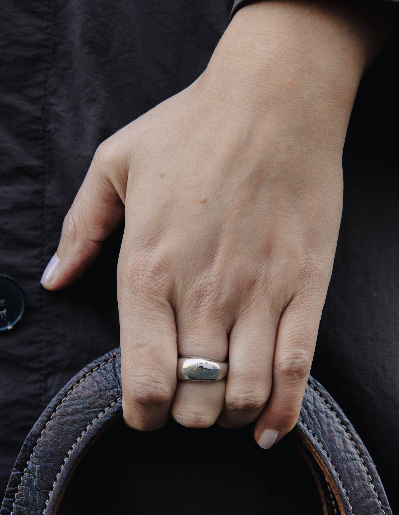 Nordic Muse – wholesale Band/stacked ring – Silver Dome Ring, Waterproof4