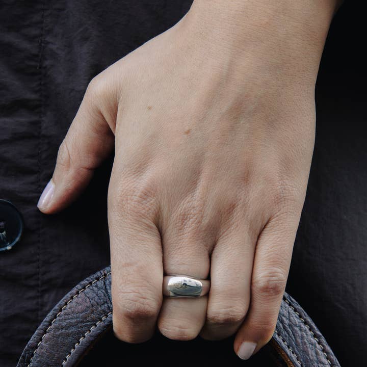 Nordic Muse – wholesale Band/stacked ring – Silver Dome Ring, Waterproof4