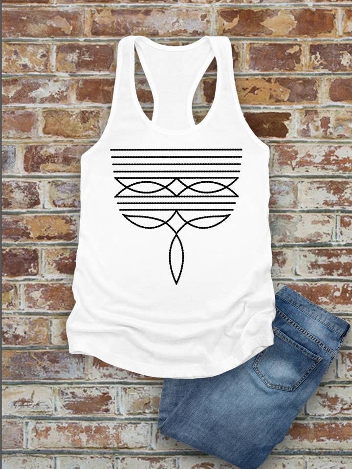 Débardeur à dos nageur ajusté Western Boot Stitch pour femmes pour la vente par Top Avenue