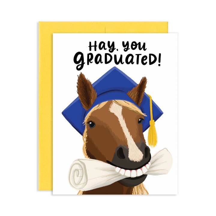 Grey Street Paper - Vente Carte de remise de diplôme - Carte de vœux de fin d'études Hay Horse