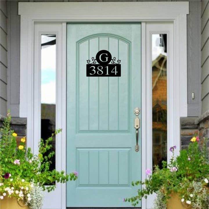 "Top Letter" Address Monogram Sign for wholesale by Sea Biscuit Metal Designs