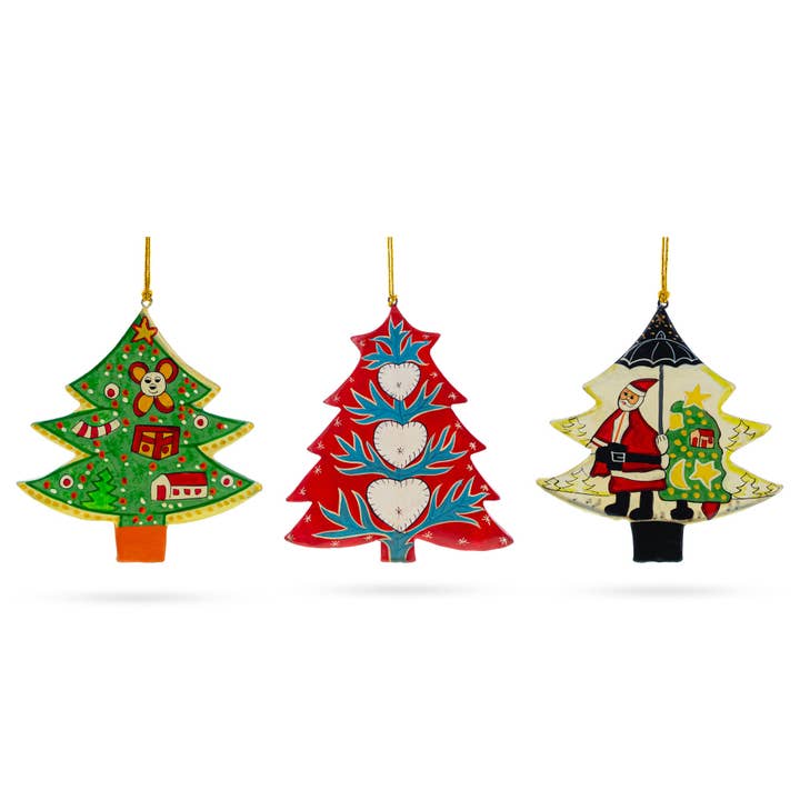 BestPysanky - Wholesale Ornament Set - 3 Spinning Christmas Tree Wooden Ornaments