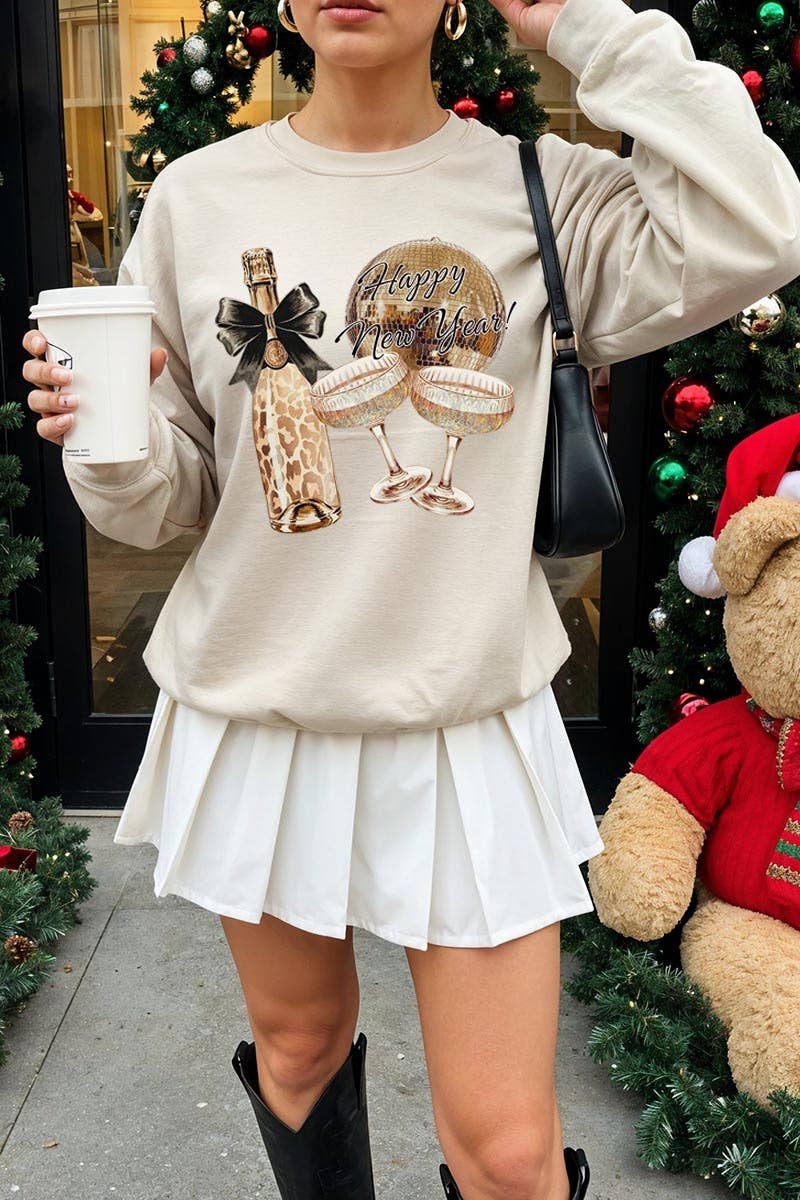 Pink Irene Wholesale - Wholesale Shirt - Women's - Cheers Champagne Graphic Sweatshirt9