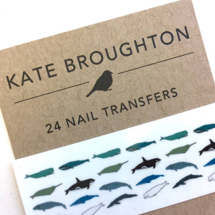 Whale Nail Art Transfers for wholesale by Kate Broughton