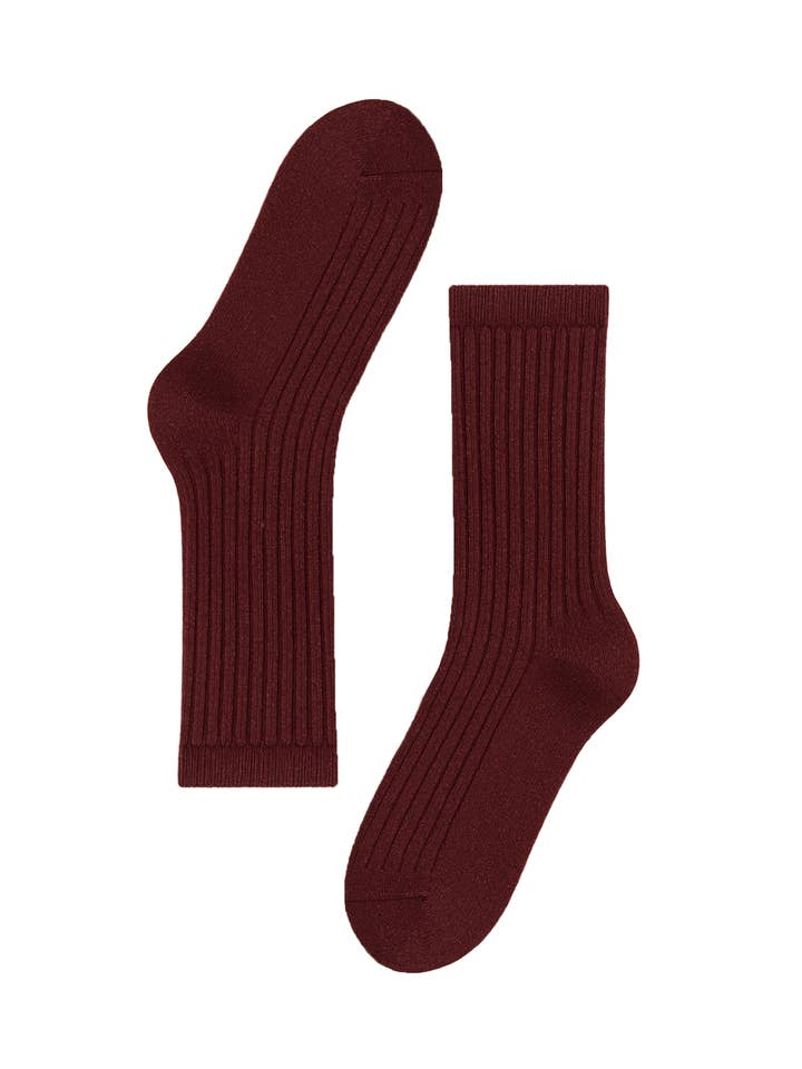 Sokker Lange Striber Glitter - Bordeaux for engroshandel hos PINNED by K