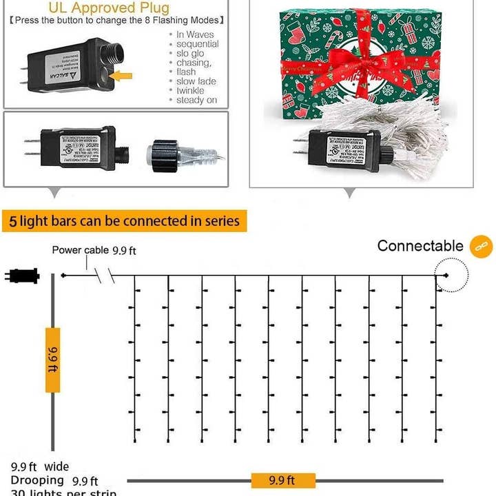 YI LIGHTING LLC - Wholesale String Lights - 9.8ft Plug-in Curtain String Light Fairy Light with Remote2