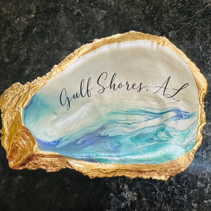 Shells by Shea - Wholesale Jewelry Dish - Personalized Blue Oyster Trinket Dish