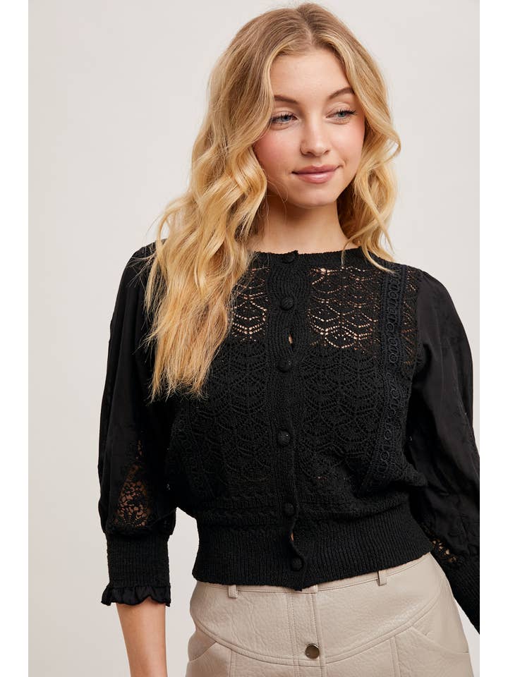 Staci Bubble Sleeve Strappy Front Top Staci Bubble Sleeve Strappy Front Top