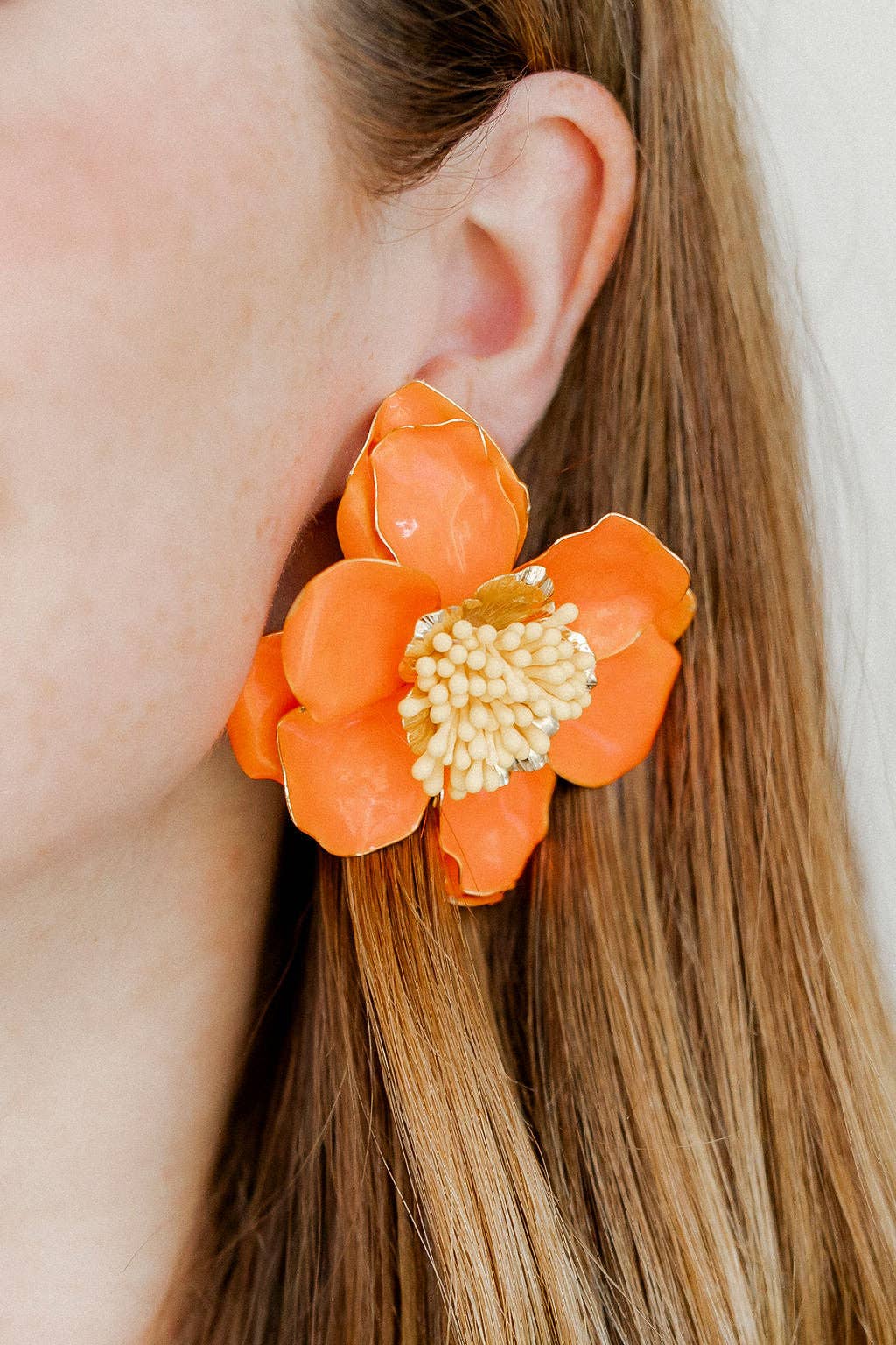 LINNY CO - Wholesale Dangle Earrings - Blossom Statement Earrings - Orange1