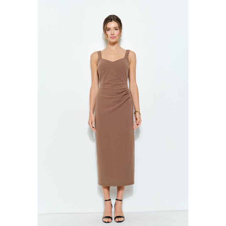 INA - Wholesale Dress - Women's - Knit Crepe Bodycon Midi with Princess Neckline8