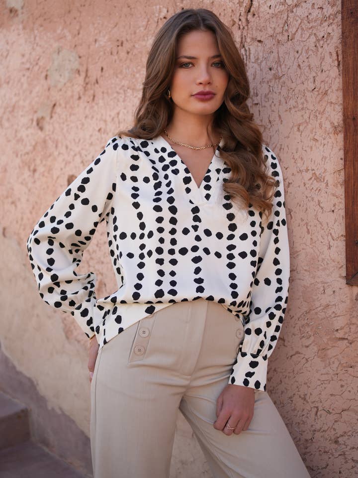 Polka dot print top H710 for wholesale by LULUMARY