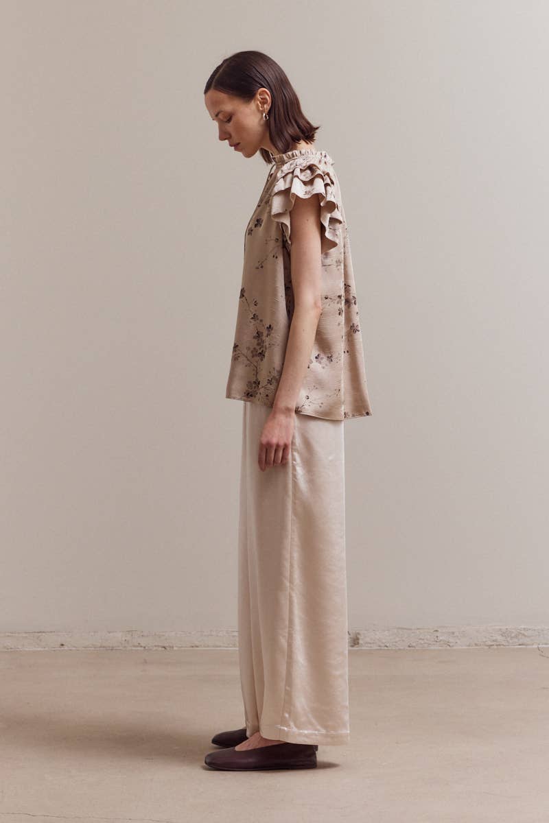 Grade & Gather – Blusa - Mulher por atacado – 40417BS - TOP COM FOLHOS ESTAMPADO4