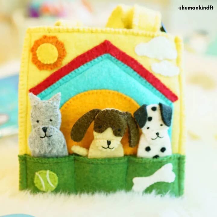Global Goods Partners - Wholesale Finger Puppet - Kids & Baby - Felt Doggy Puppet Bag