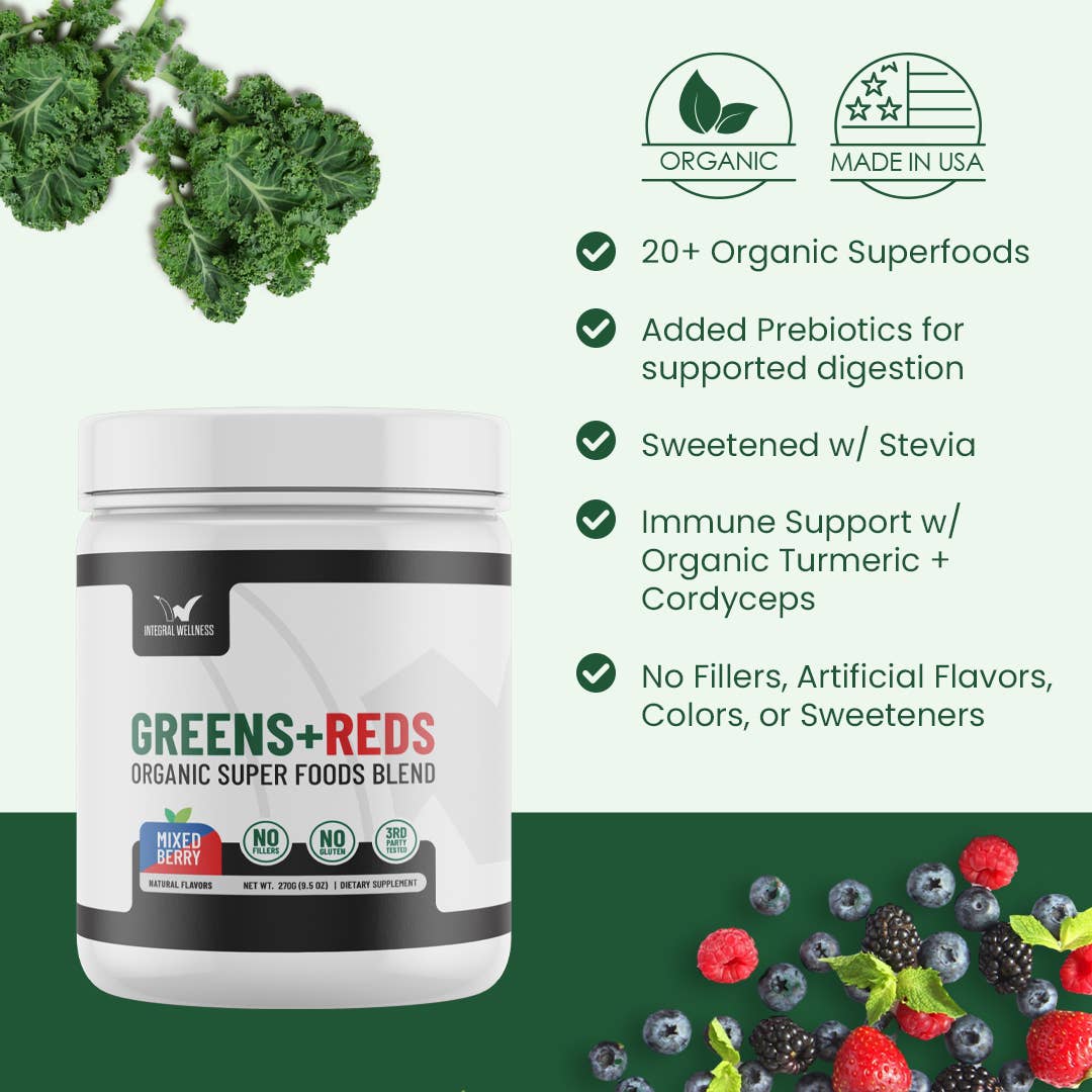 Integral Wellness - Wholesale Protein/Superfood Powder - Greens + Reds w/ Immune Support (35 Servings)1