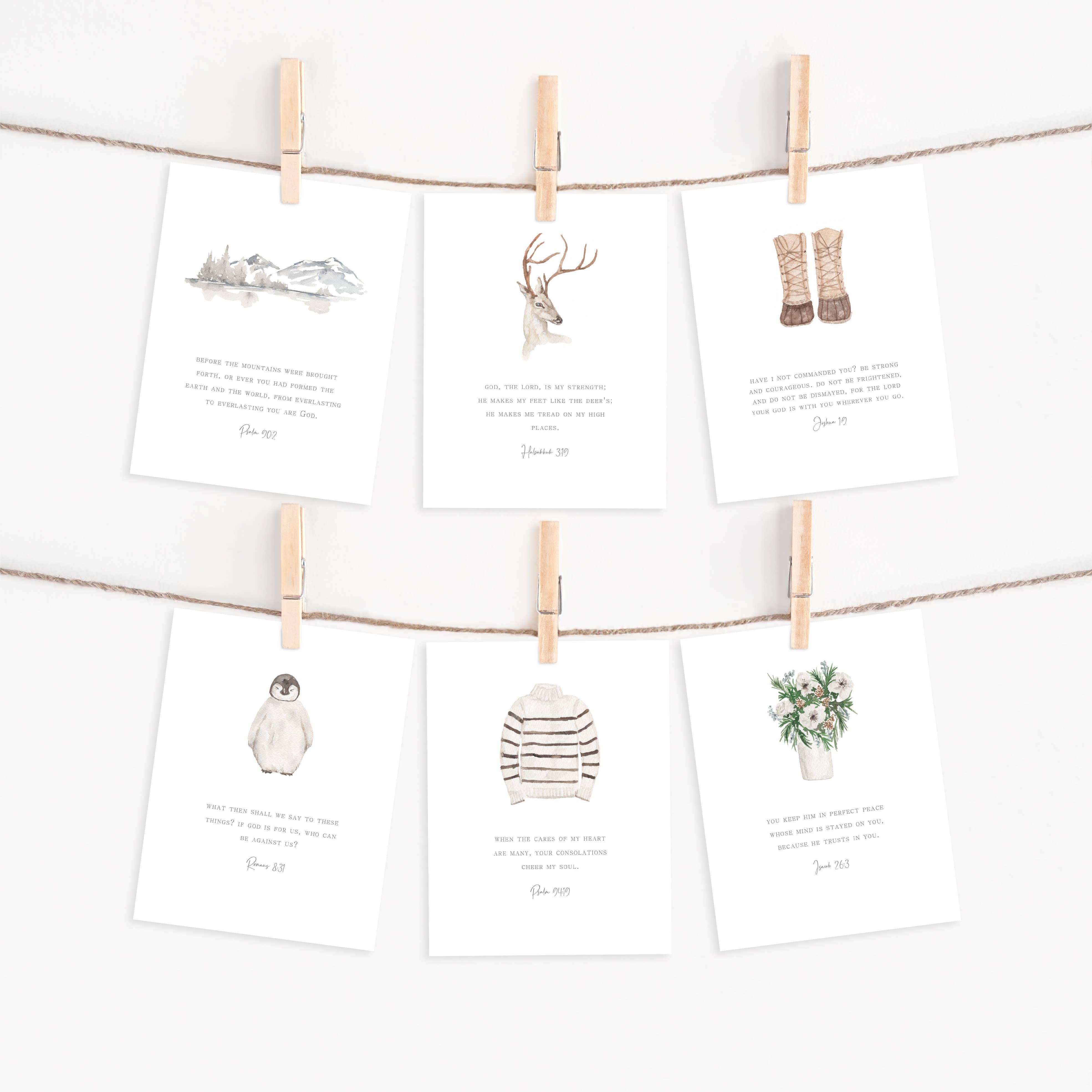 Me and Mary Shop - Wholesale Stationery/Notecard Set - Watercolor Bible Scripture Cards – WINTER1