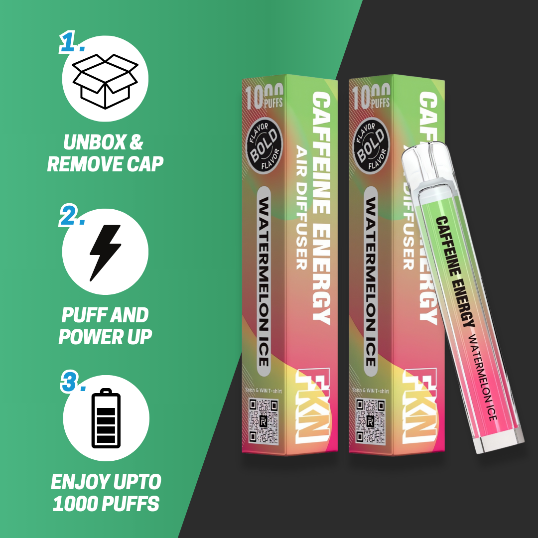 FKN Rich – Großhandel Nahrungsergänzungsmittel/Vitamin zum Einnehmen – FKNRICH Koffein-Diffusor – Wassermelone Eis – 1000 Züge5