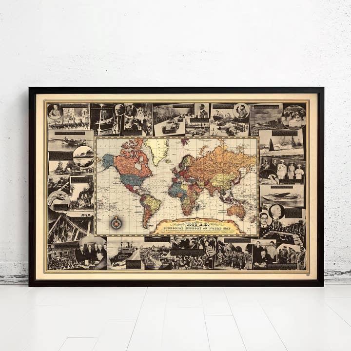 World War 2 History Chart 1939 Vintage Map WW2 | World Map Gift World Map Print | Vintage World Map | World Map Wall Art | Large Map Print por atacado de OldCityPrints - Old Maps and Posters
