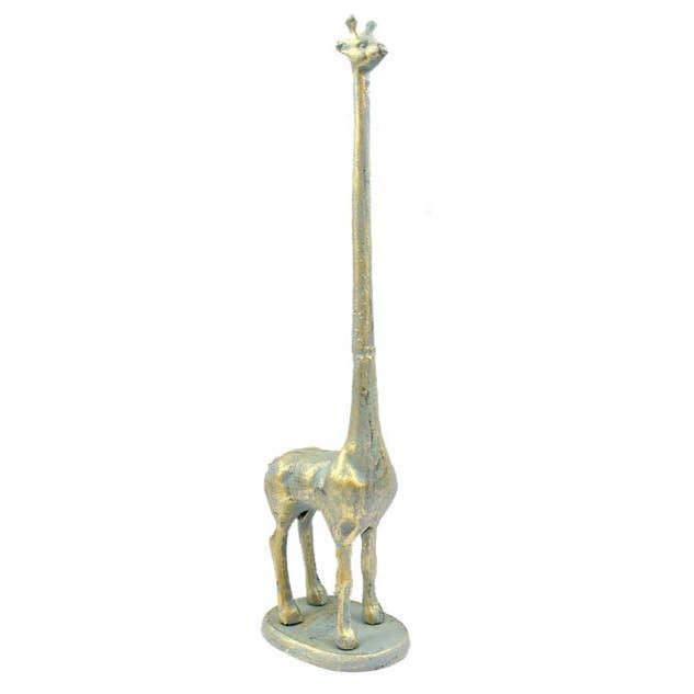 Hampton Nautical - Wholesale Toilet Paper Holder - Antique Seaworn Bronze Cast Iron Giraffe Extra Toilet Paper Stand 19"