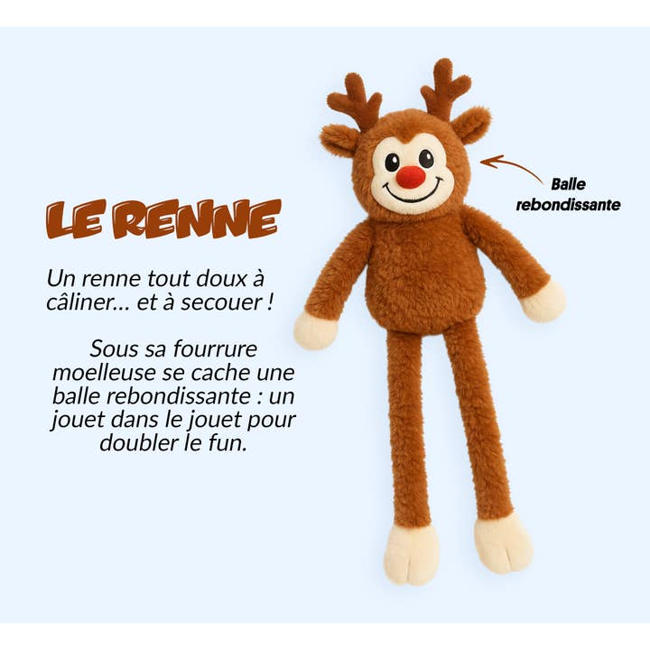 French Bandit - Wholesale Pet Plush Toy - Dog - Reindeer Toy2