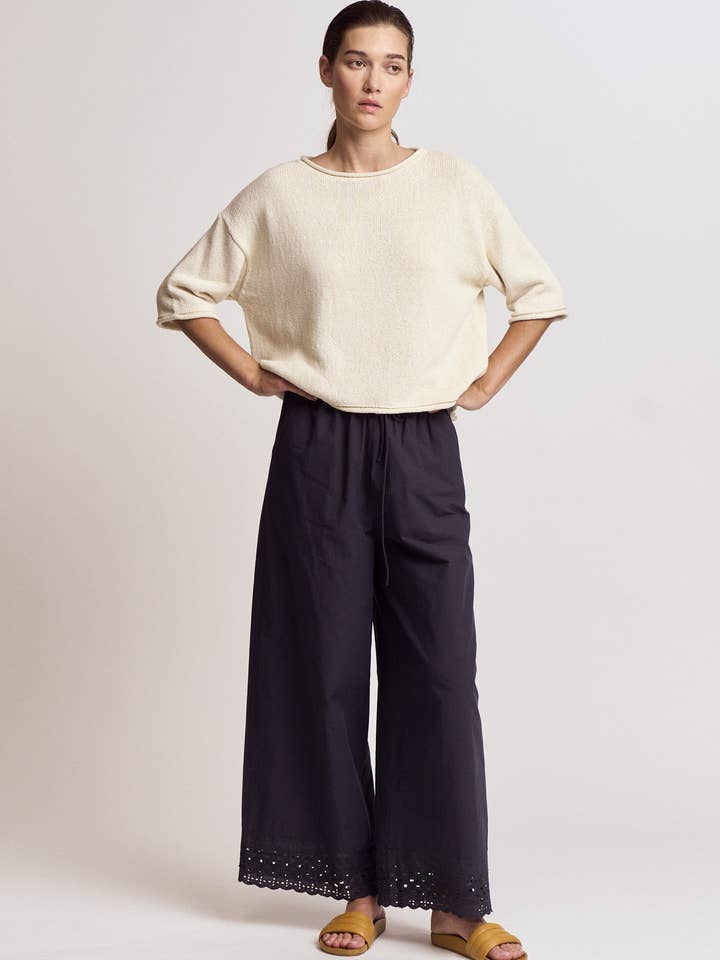 42221 - ROLLED EDGE LOOSE FIT SWEATER TOP for wholesale by Grade & Gather