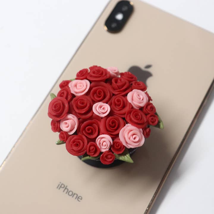 Rose Bouquet Phone Grip for wholesale by Shaping Clays