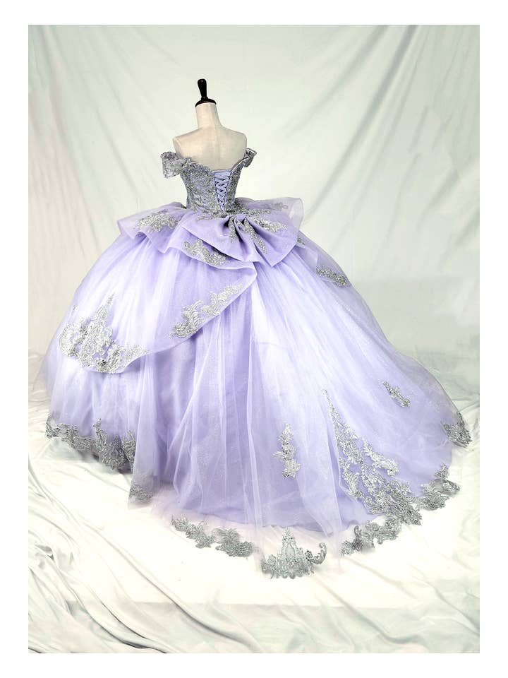 lilac silver Off the shoulder lilac/silver quinceanera dress CHF3123 for wholesale on Faire7