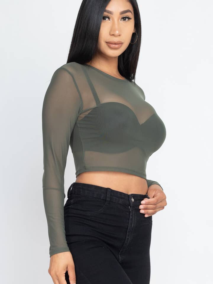 CAPELLA APPAREL - Wholesale Knit Top - Women's - Solid Mesh Sheer Crop Top11