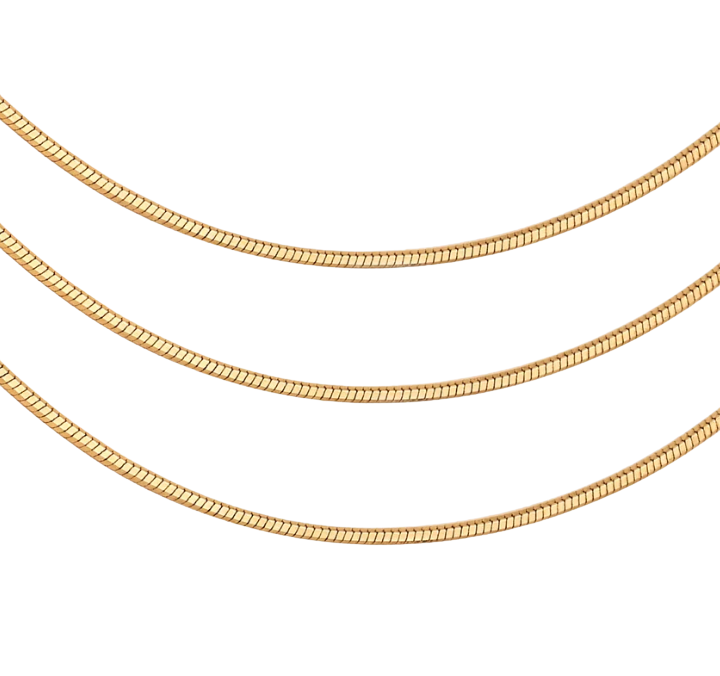 HoopLa - Wholesale Link & Chain Necklace - Trippy- 3 Wheat Necklace Stack- Waterproof- 18K Gold PVD7