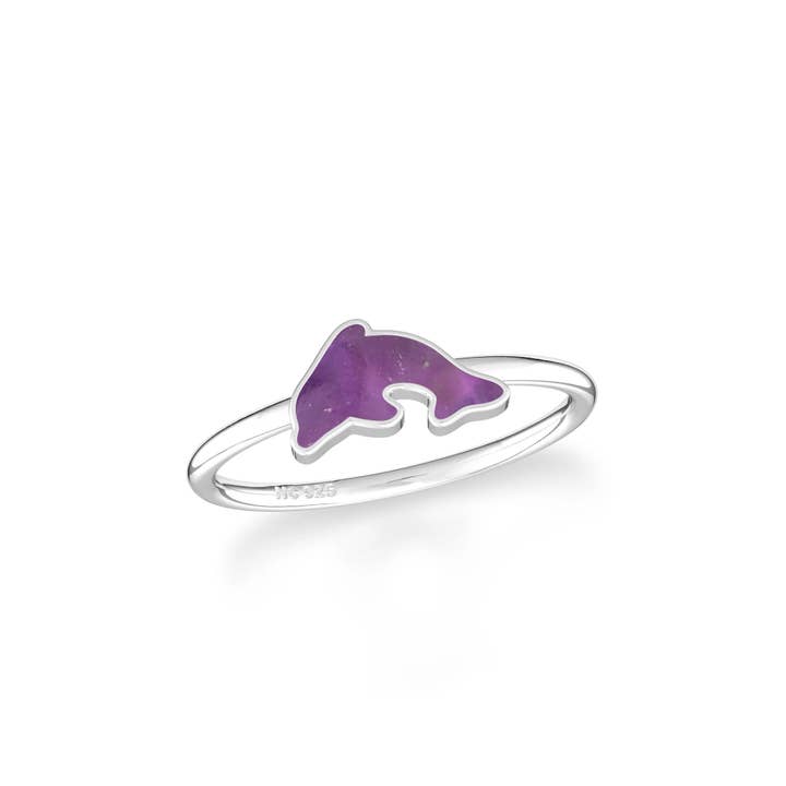 Bague en forme de dauphin en pierre précieuse naturelle, argent. pour la vente par Nature Crafts