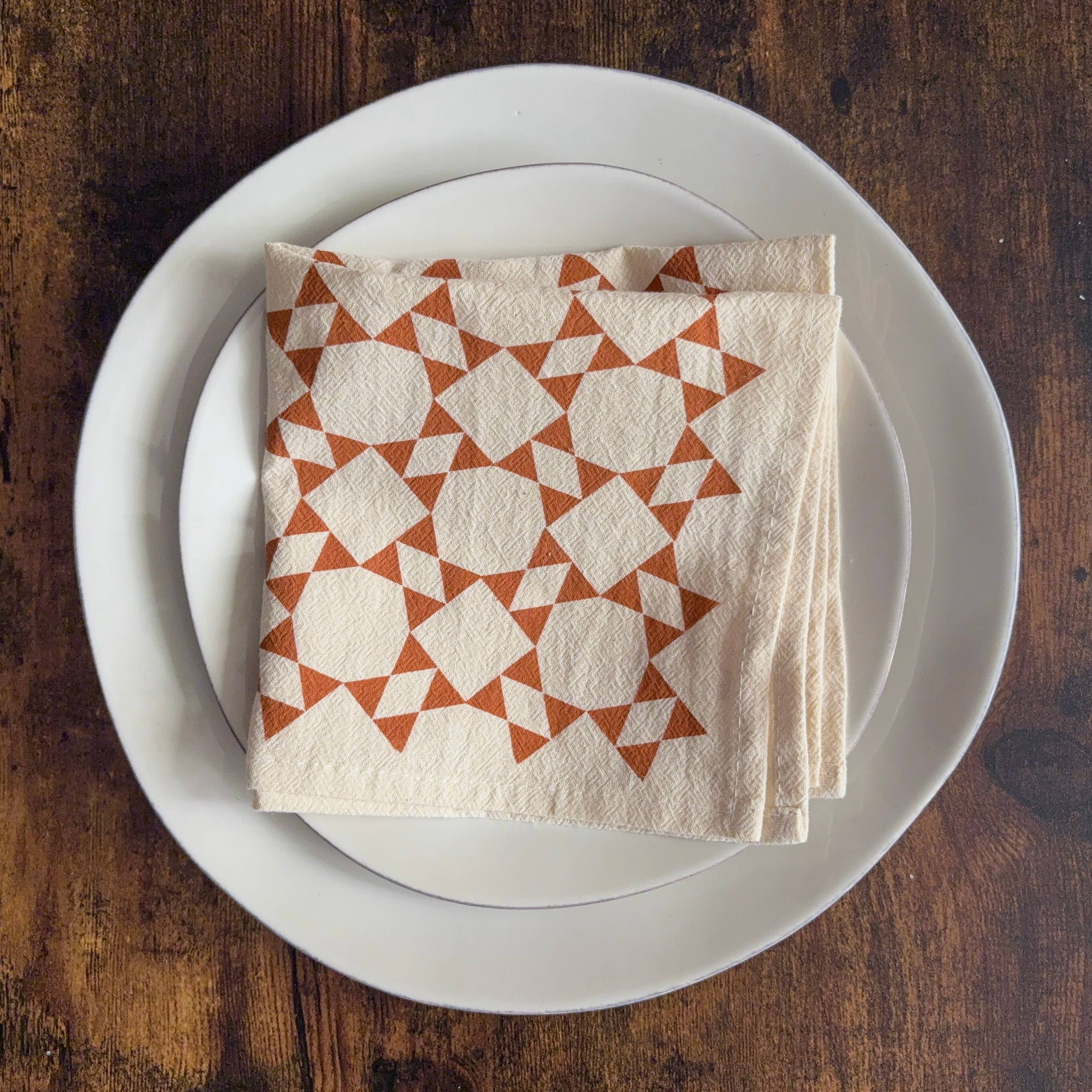 Bright Beige - Wholesale Dinner & Cloth Napkin - Hand Printed Flour Sack Napkins - Homespun Quilt10