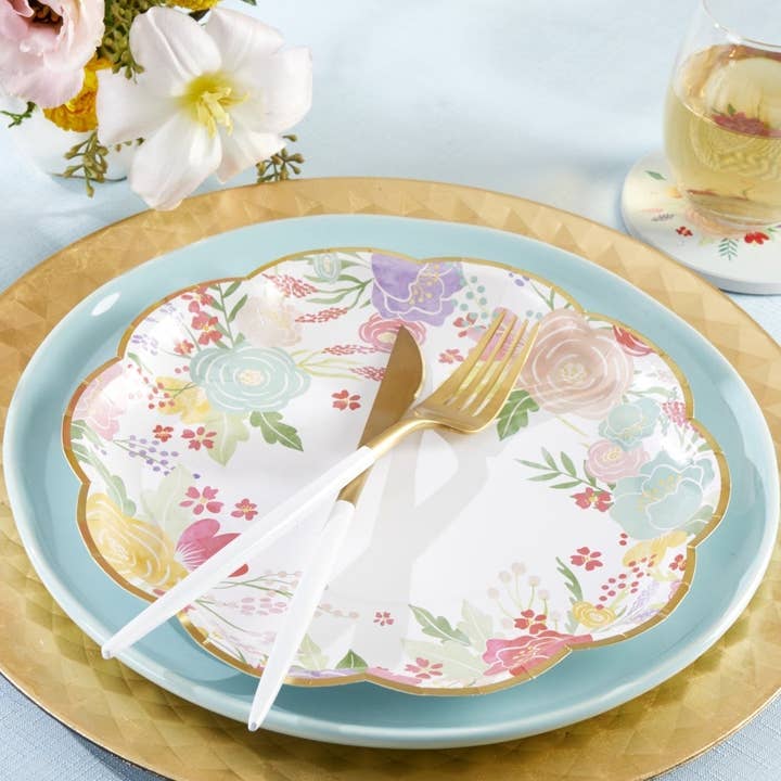 Kate Aspen - Wholesale Disposable plate - Garden Blooms 9 in. Premium Paper Plates (Set of 16)2