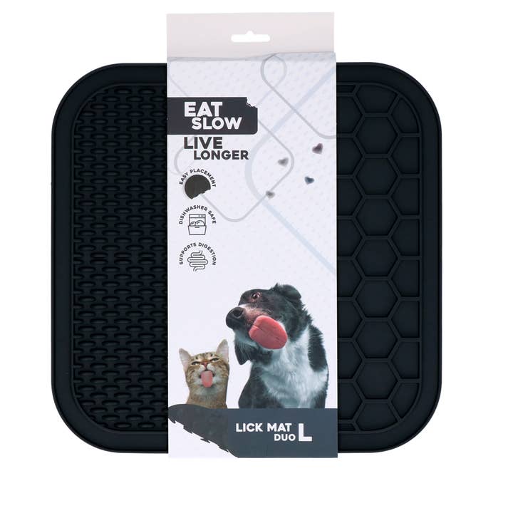 Eat Slow Live Longer Lick Mat Duo L Grey voor wholesale door Hofman Animal Care