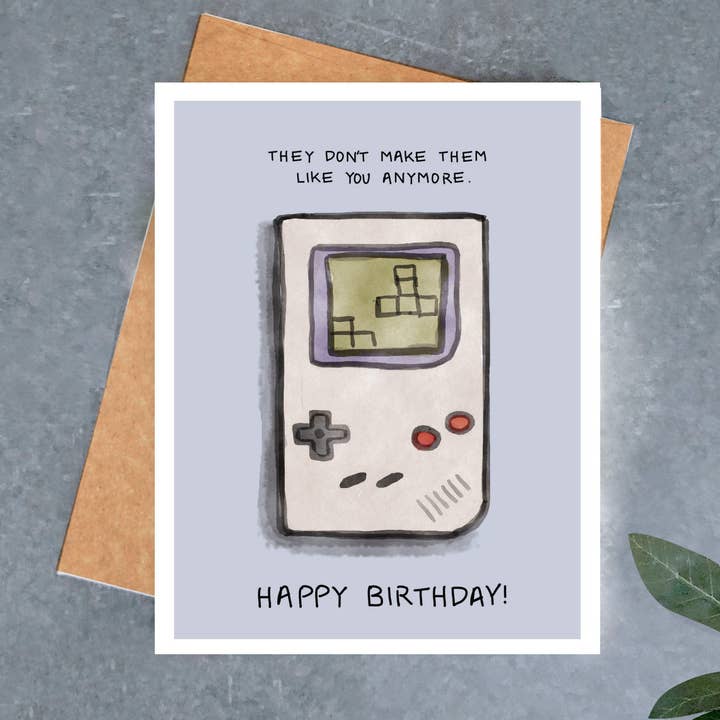 Handheld Gameboy Gaming Birthday Card for wholesale by Brightspot Design