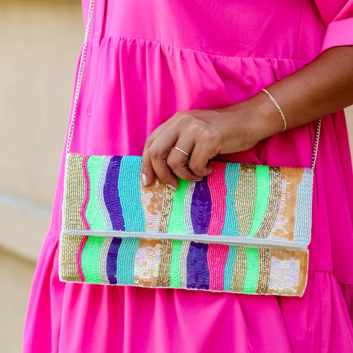 Mugsby - Wholesale Clutch Bag - Women's - Multi-Color Seed Bead Purse, Beaded Purse