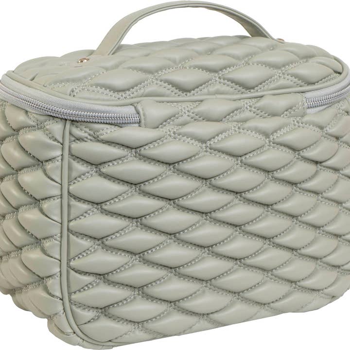 Magid - Wholesale Makeup/Cosmetic Bag - Joan & David Bubble Quilted Top Handle Train Case Cosmetic Bag